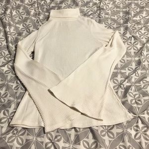 Xhilaration White Turtleneck Bell Sleeve Top
